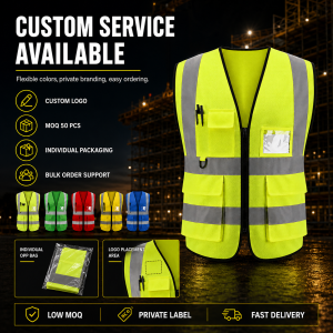 Custom high visibility safety vest with company logo